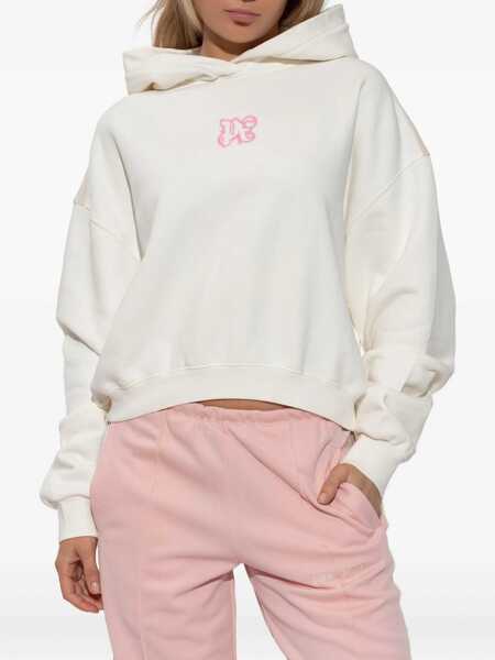 Pulovere Palm Angels Palm Angels Palm Angels White Sweatshirt With Pink Embroidered Logo WHITE Femei (BM 19293165) 3