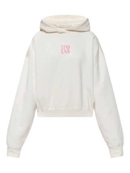 Pulovere Palm Angels Palm Angels Palm Angels White Sweatshirt With Pink Embroidered Logo WHITE Femei (BM 19293165) 1