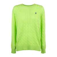 Pulovere Ralph Lauren Green Wool And Cashmere Cable-Knit Crew-Neck Over Sweater Femei