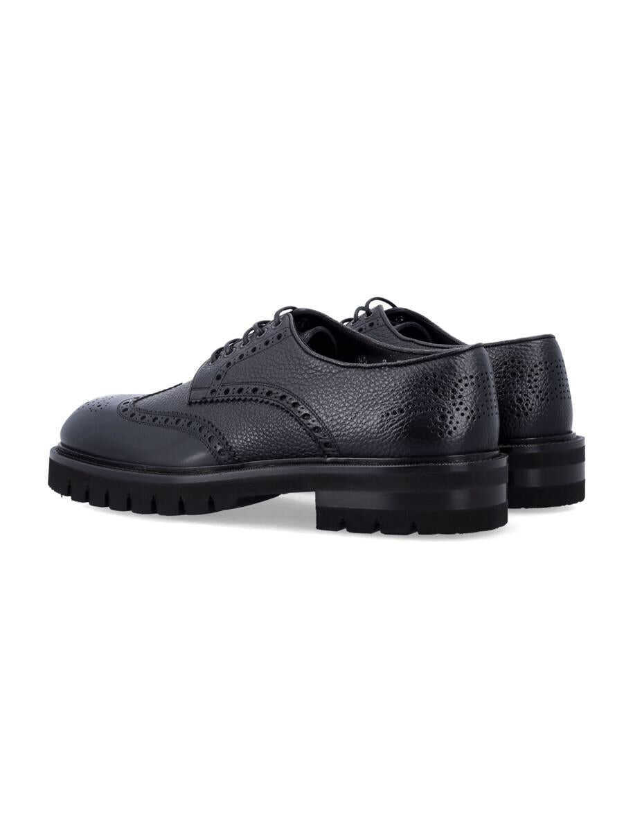Bocanci Salvatore Ferragamo Salvatore Ferragamo Leather Derby With Broguing Black Barbati (BM 19293921) 3
