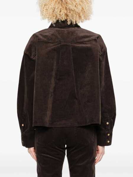 Camasi 7 For All Mankind NINA CROPPED SHIRT Corduroy Coffee Bean Brown Femei (BM 19294656) 4