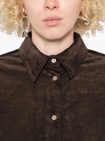 Camasi 7 For All Mankind NINA CROPPED SHIRT Corduroy Coffee Bean Brown Femei (BM 19294656) 5