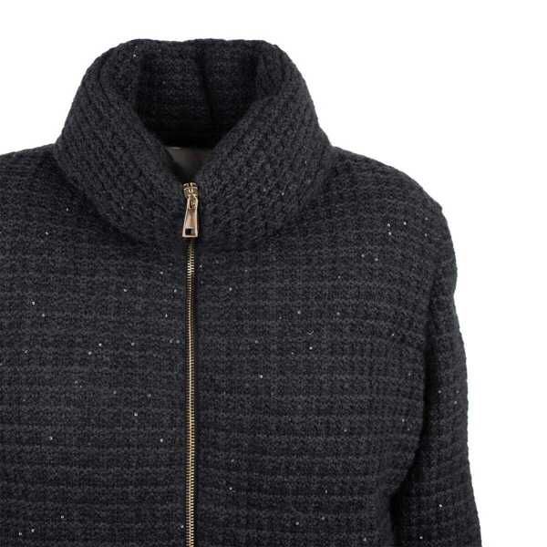 Geci de iarna Fabiana Filippi Fabiana Filippi Wool And Silk Down Jacket With Sequins GRAY Femei (BM 19294974) 3