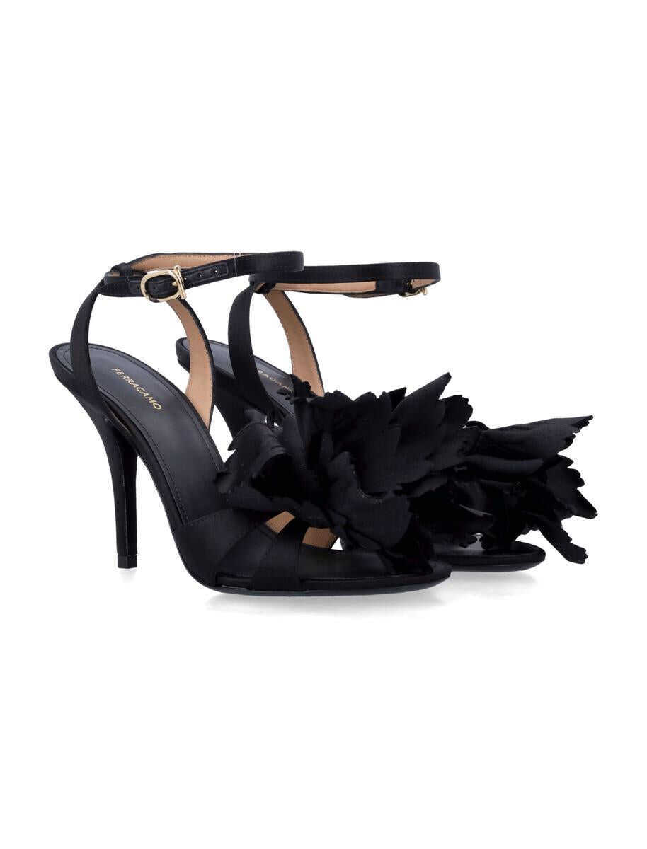 Pantofi cu toc Salvatore Ferragamo Salvatore Ferragamo Satin Flower Sandal Black Femei (BM 19295361) 2