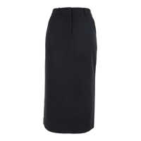 Fuste Black Long Skirt With Belt Loops And Rear Single Slit In Wool Blend Woman Femei