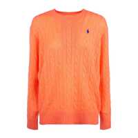 Pulovere Ralph Lauren Orange Wool And Cashmere Cable-Knit Crew-Neck Over Sweater Femei