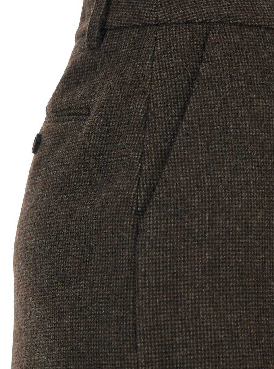 Fuste DUNST Brown Skirt With Rear Single Vent And All-Over Check Motif In Wool Blend Woman BROWN Femei (BM 19297338) 3