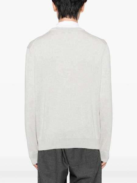 Pulovere MAISON KITSUN Grey Crew Neck Sweater With Fox Patch On The Front In Wool Man GREY Barbati (BM 19297644) 4