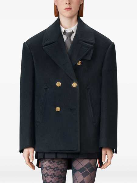 Sacouri Thom Browne Double-breasted Jacket NAVY Femei (BM 19298201) 3