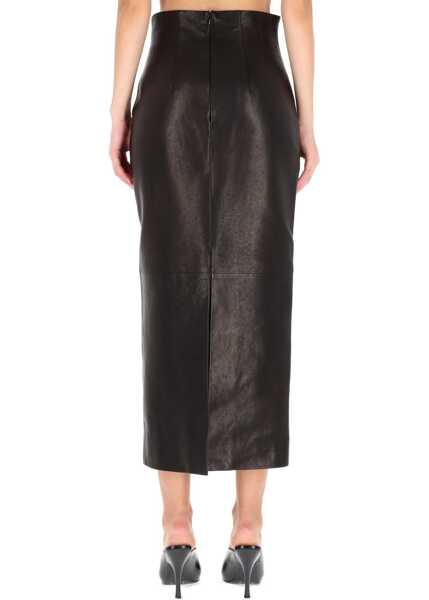 Fuste casual Khaite Leather Loxley Skirt BLACK Femei (BM 19298288) 4