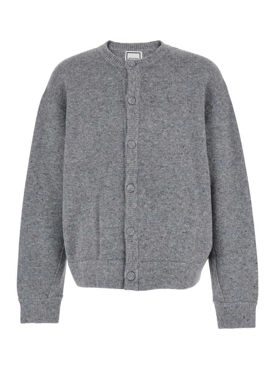 Cardigane WOOYOUNGMI Grey Crewneck Cardigan With Logo Detail On The Rear In Wool Blend Man GREY Barbati (BM 19302720) 1