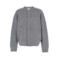 Cardigane Grey Crewneck Cardigan With Logo Detail On The Rear In Wool Blend Man Barbati