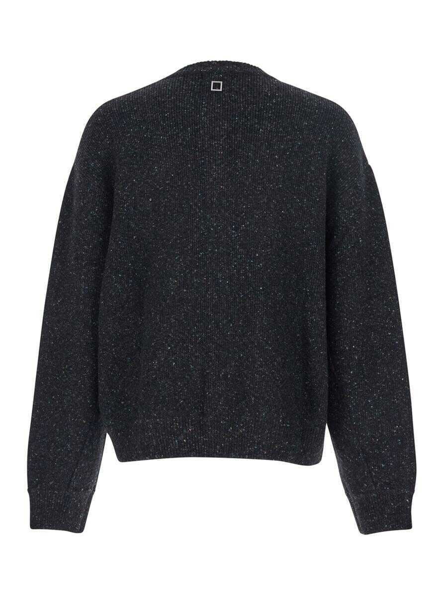 Cardigane WOOYOUNGMI Grey Crewneck Cardigan With Logo Detail On The Rear In Wool Blend Man GREY Barbati (BM 19302810) 2