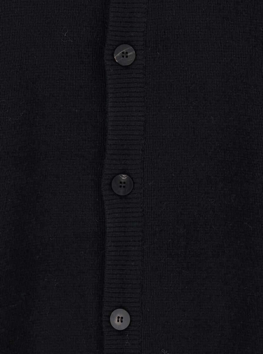 Cardigane WOOYOUNGMI Black Crewneck Cardigan With Logo Patch On The Rear And Ribbed Trims In Wool Blend Man Black Barbati (BM 19303275) 3