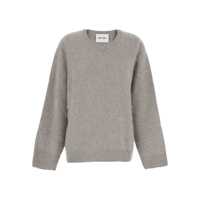 Pulovere Grey Sweater With Round Neck And Brushed Effect In Cashmere Woman Femei