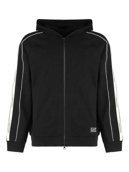 Geci EA7 Ea7 Emporio Armani Hooded Sweatshirt With Zip In Cotton Black Barbati (BM 19303899) 1