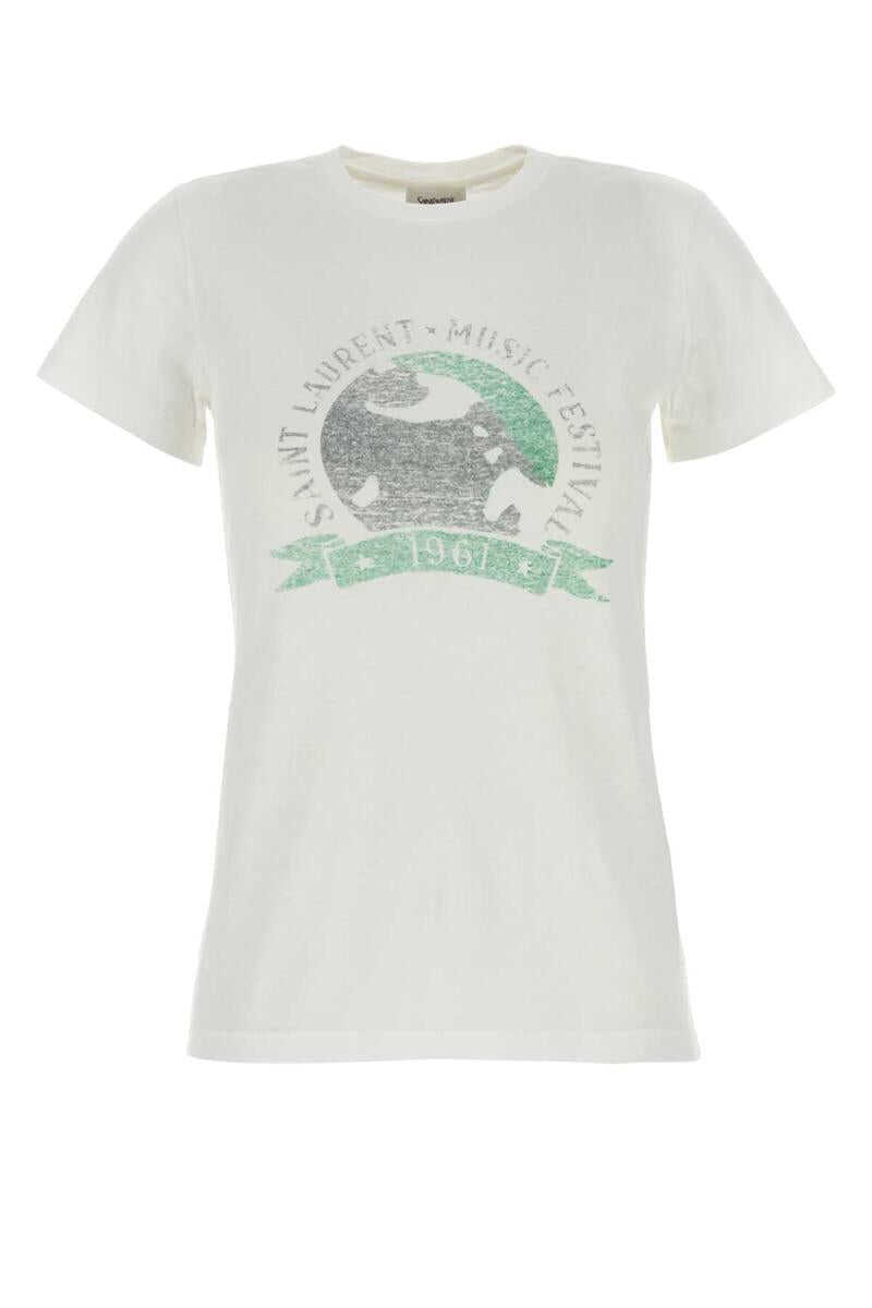 Tricouri Saint Laurent Saint Laurent T-Shirt WHITE Femei (BM 19303911) 1