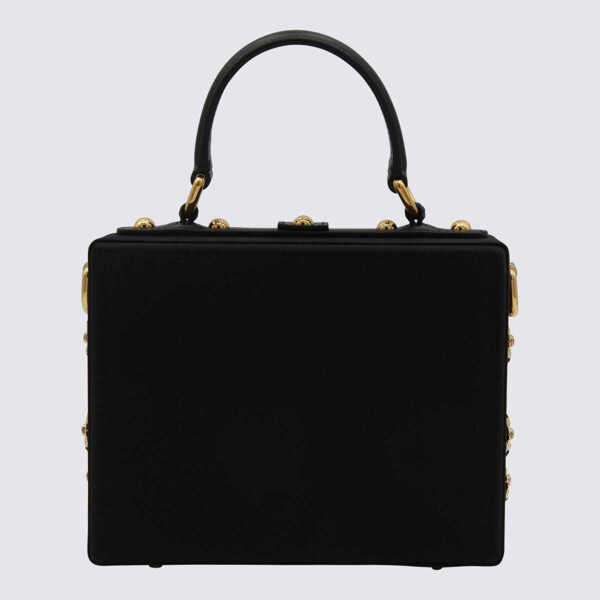 Genti de mana Dolce & Gabbana Dolce & Gabbana Black And Gold Satin Dolce Box Top Handle Bag Black Femei (BM 19304037) 3