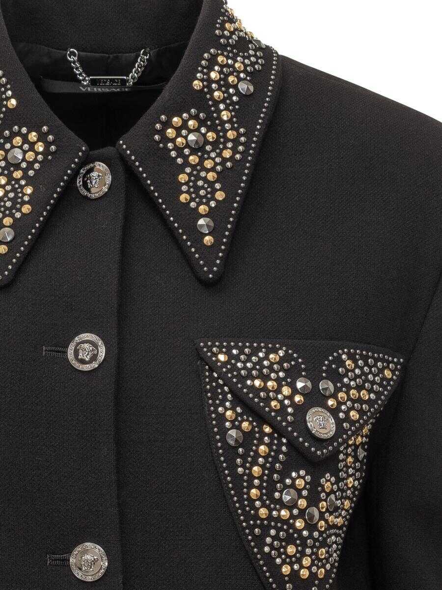 Geci Versace Versace Versace WomenS Short Jacket With Studs Black Femei (BM 19304154) 4