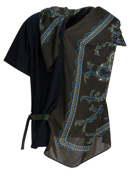 Tricouri Sacai Cotton t-shirt with paisley print Blue Femei (BM 19304709) 2