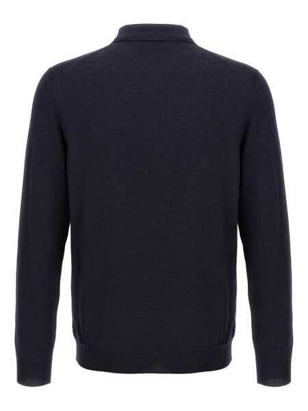 Tricouri Polo SLOWEAR ZANONE LS POLO Blue Barbati (BM 19304856) 2