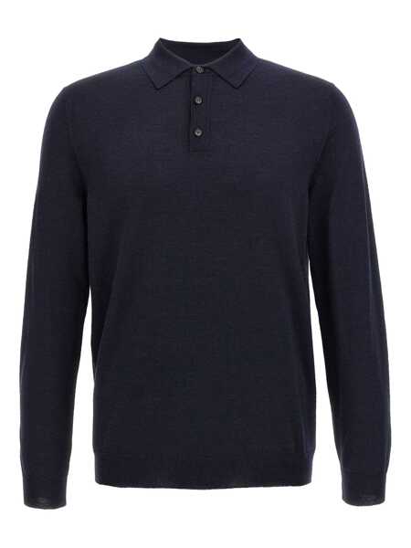 Tricouri Polo SLOWEAR ZANONE LS POLO Blue Barbati (BM 19304856) 1