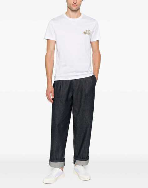 Tricouri Moncler T-Shirt With Double Logo Patches WHITE Barbati (BM 19305308) 2