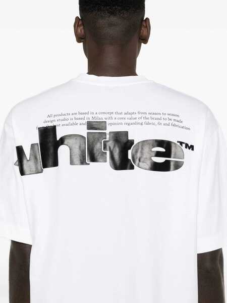 Tricouri Off-White Crew Neck Shared Logo Cotton T-Shirt With Print White Barbati (BM 19305326) 5