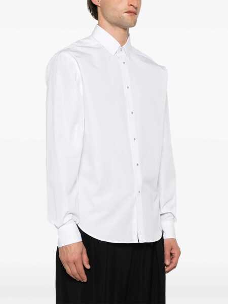 Camasi casual MUGLER Poplin Cotton Shirt With Silver-Tone Rivets White Barbati (BM 19305338) 3