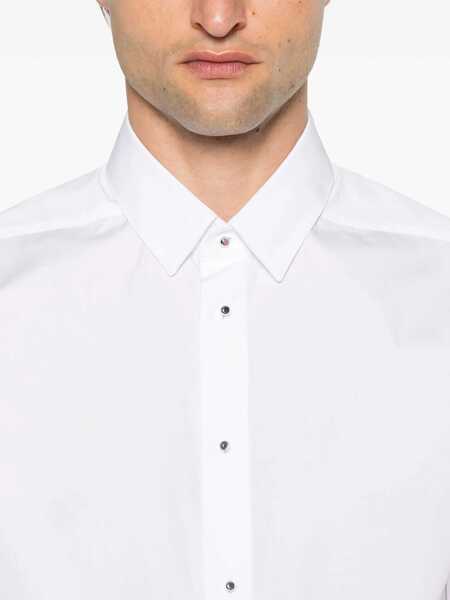 Camasi casual MUGLER Poplin Cotton Shirt With Silver-Tone Rivets White Barbati (BM 19305338) 5
