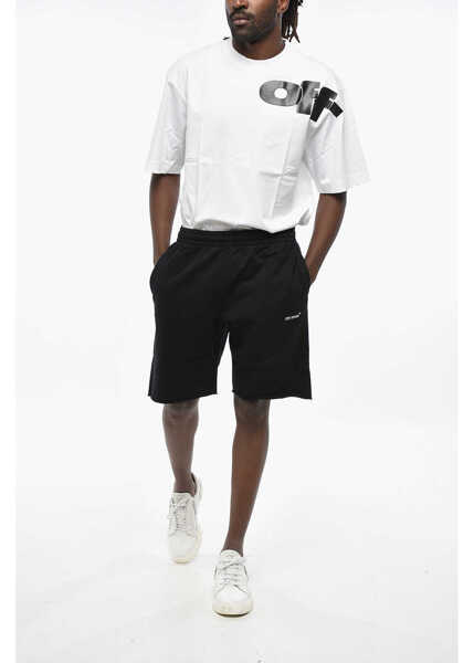 Pantaloni scurti Off-White Brushed Cotton Single Arrow Shorts Black Barbati (BM 19305344) 4