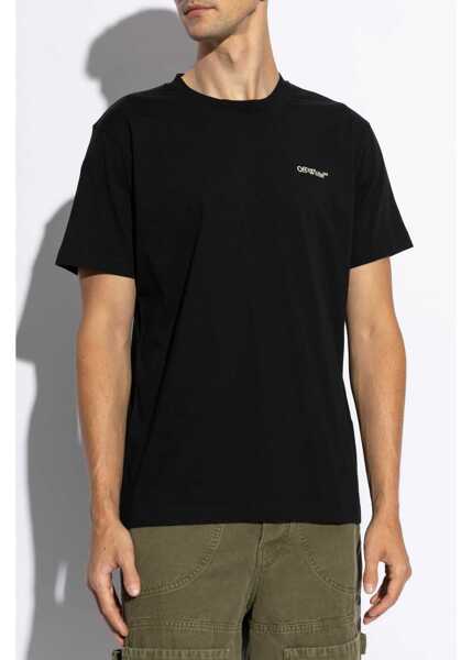 Tricouri Off-White Cotton Cloud Arrow T-Shirt With Embroidery And Print Black Barbati (BM 19305350) 3