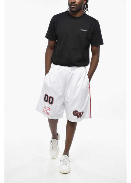 Pantaloni scurti Off-White Mesh Gothic Logo Shorts With Elastic Waistband White Barbati (BM 19305359) 4