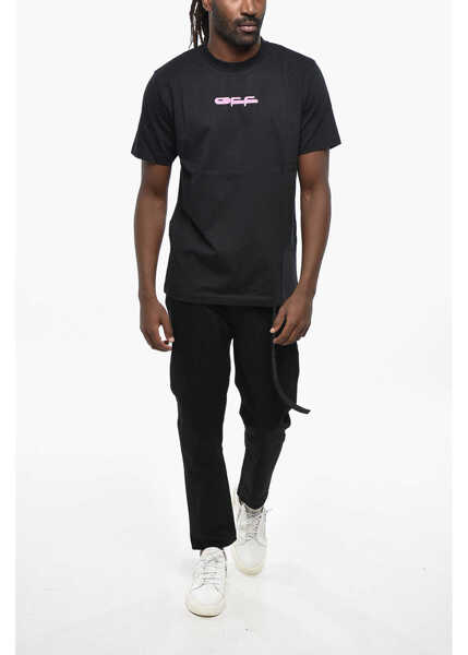 Tricouri Off-White Crew Neck Dragon Bee T-Shirt With Flocked Print Black Barbati (BM 19305377) 4