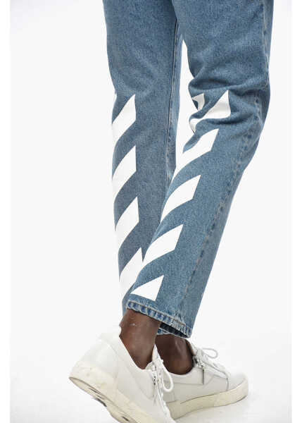 Blugi slim fit Off-White Slim Fit Diag Tab Denims With Print 17Cm Light Blue Barbati (BM 19305395) 3