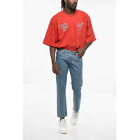 Blugi slim fit pentru Barbati - Blugi slim fit Off-White Slim Fit Diag Tab Denims With Print 17Cm Light Blue Barbati (BM 19305395) - B-mall.ro