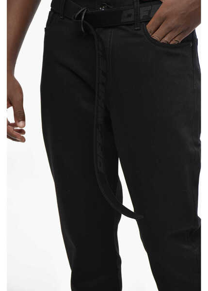 Blugi slim fit Off-White Slim Fit Industrial Denims With Belt 17Cm Black Barbati (BM 19305398) 3