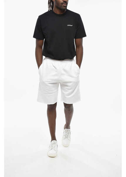 Pantaloni scurti Off-White Fleeced Cotton Diag Pkt Shorts With Raw-Cut Bottom White Barbati (BM 19305410) 4