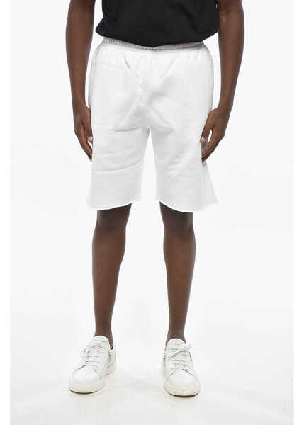 Pantaloni scurti Off-White Fleeced Cotton Diag Pkt Shorts With Raw-Cut Bottom White Barbati (BM 19305410) 1