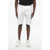 Off-White Fleeced Cotton Diag Pkt Shorts With Raw-Cut Bottom White