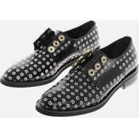 Pantofi Oxford Leather Derby Shoes With All-Over Embroideries Femei