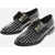 COLIAC Leather Derby Shoes With All-Over Embroideries Black & White