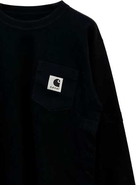 Tricouri Sacai WIP Cotton Jersey L/S T-Shirt by Sacai x Carhartt BLACK Barbati (BM 19305509) 2