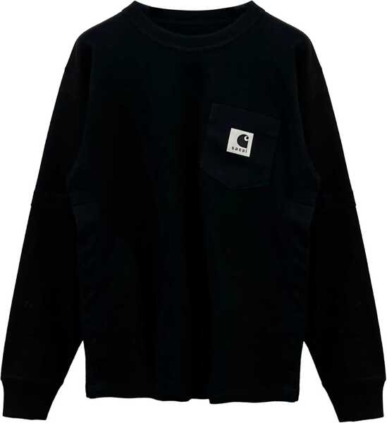 Tricouri Sacai WIP Cotton Jersey L/S T-Shirt by Sacai x Carhartt BLACK Barbati (BM 19305509) 1
