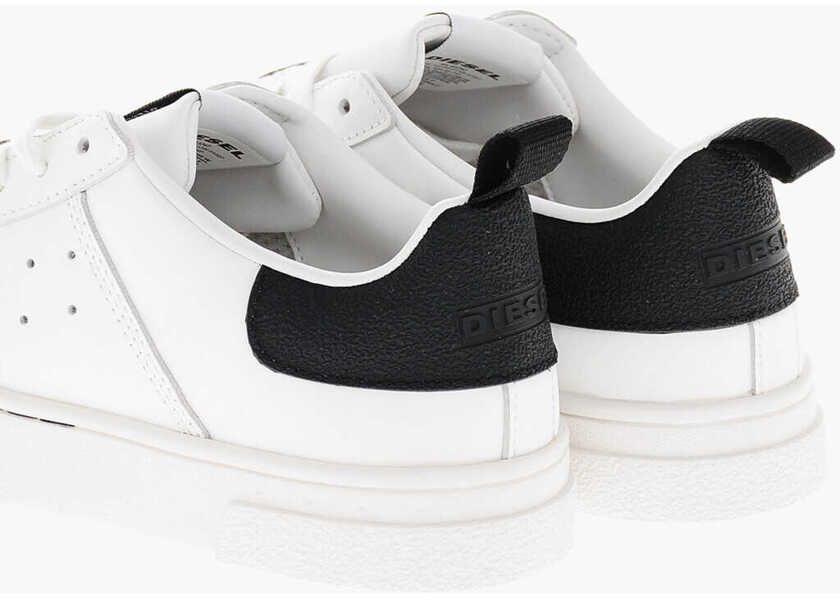 Sneakers Diesel Leather S-Clever Low-Top Sneakers With Contrasting Details Black & White Femei (BM 19305533) 2