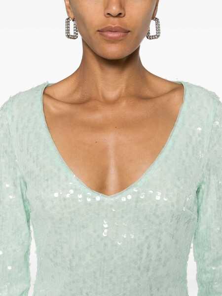 Bluze ROTATE Birger Christensen V Neck Sequined Top Light Blue Femei (BM 19305539) 5