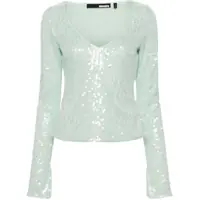 Bluze V Neck Sequined Top Femei