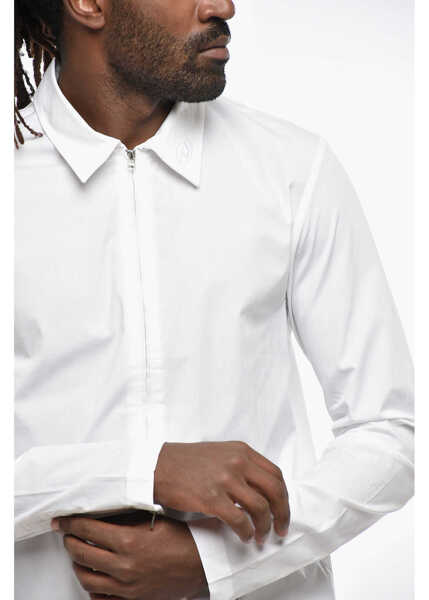Camasi casual Diesel Stretch Cotton S-Stuck Shirt With Zip Closure White Barbati (BM 19305542) 3
