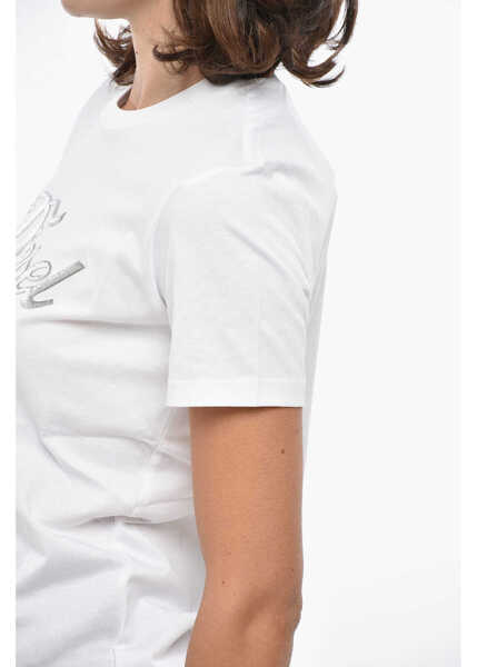 Tricouri Diesel Cotton Sily T-Shirt With Lam Logo Print White Femei (BM 19305554) 3