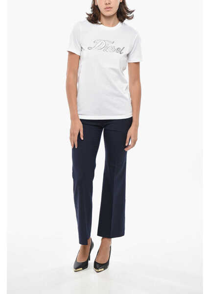 Tricouri Diesel Cotton Sily T-Shirt With Lam Logo Print White Femei (BM 19305554) 4